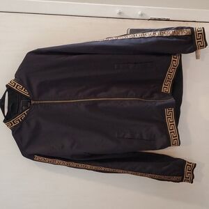 Moderno Black and Gold Italian Style Bomber Jacket M